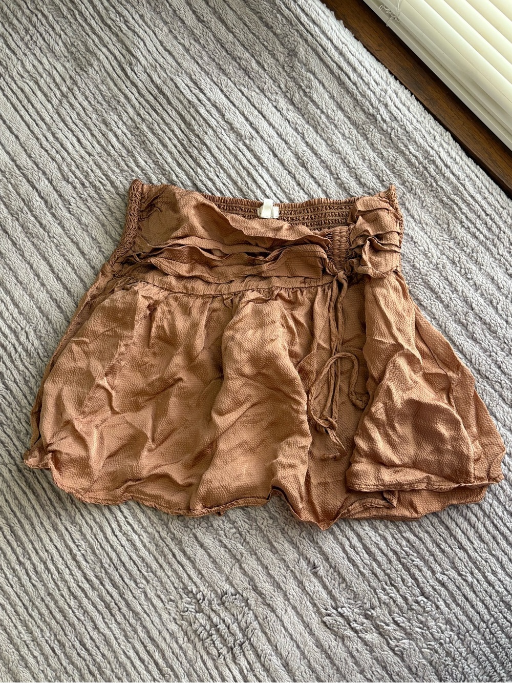 Aerie Brown / Copper Smocked Waist Mini Skirt Size M Summer Vacation